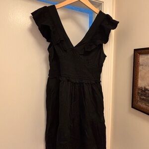 GAP Black Ruffled Mini Sundress V-Neck